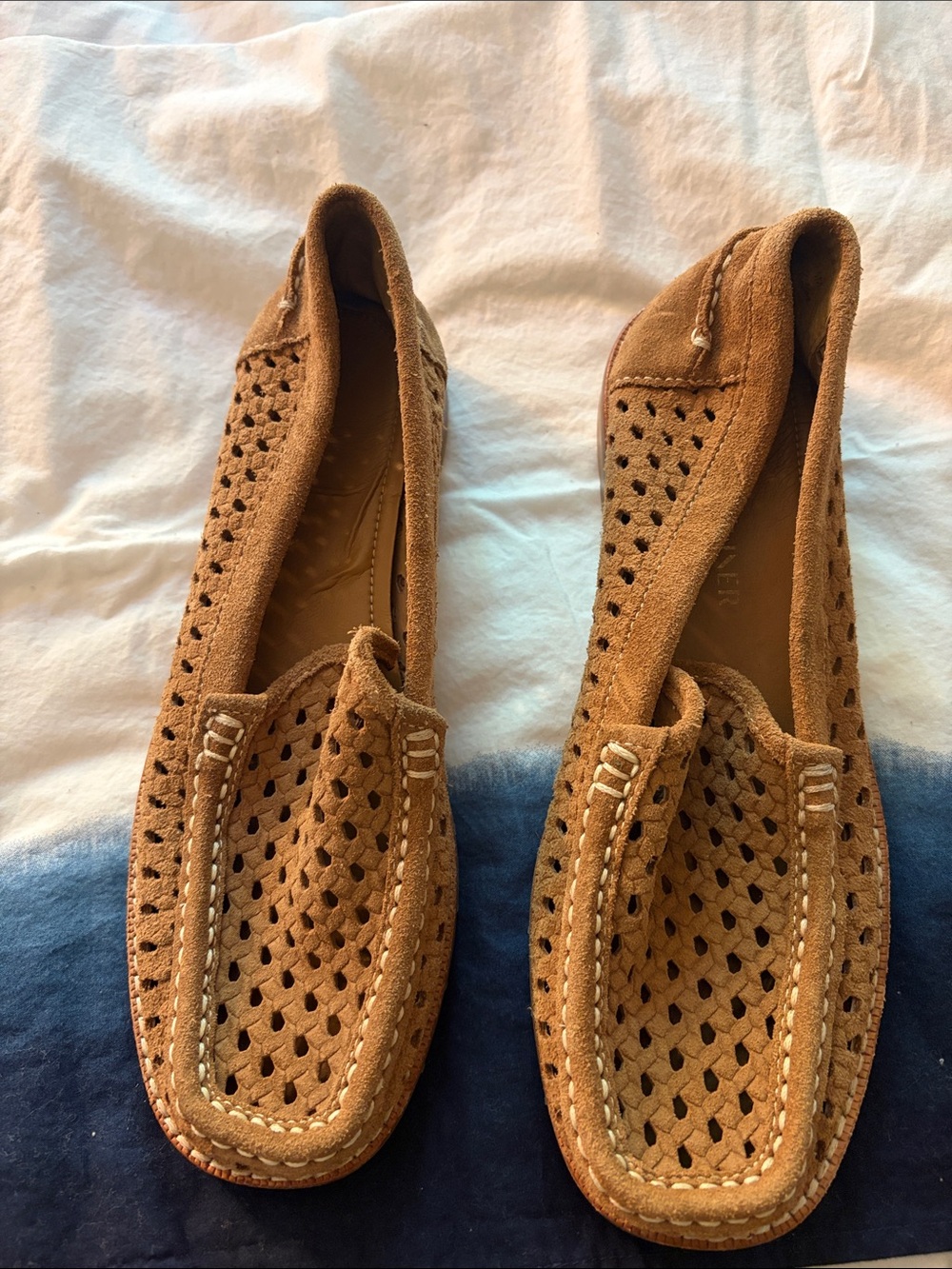 Suede Perforated Slip-On Loafers - Brown - Picture 6 of 9